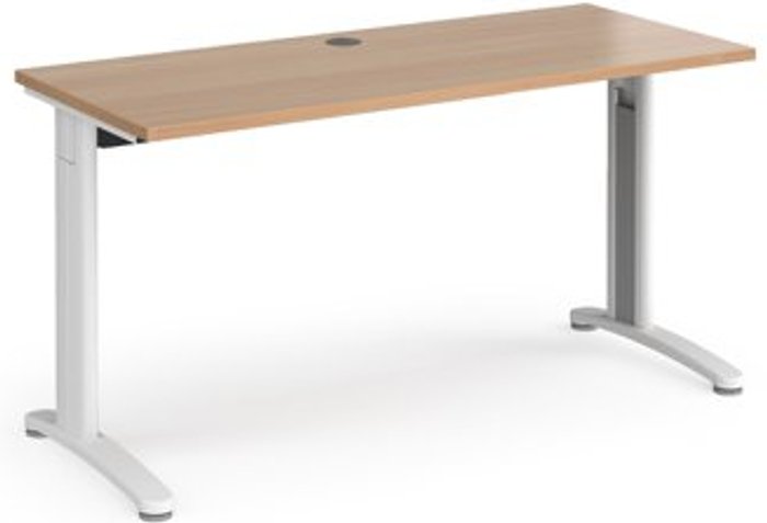 Office Monster | TR10 Office Desk | Rectangular Desk 1400mm | Beech Tops With White Frames | 600mm Depth | TR10 TR10 Office Desk | Rectangular Desk 1400mm | Beech Tops With White Frames | 600mm Depth | TR10