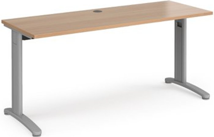 Office Monster | TR10 Office Desk | Rectangular Desk 1600mm | Beech Tops With Silver Frames | 600mm Depth | TR10 TR10 Office Desk | Rectangular Desk 1600mm | Beech Tops With Silver Frames | 600mm Depth | TR10