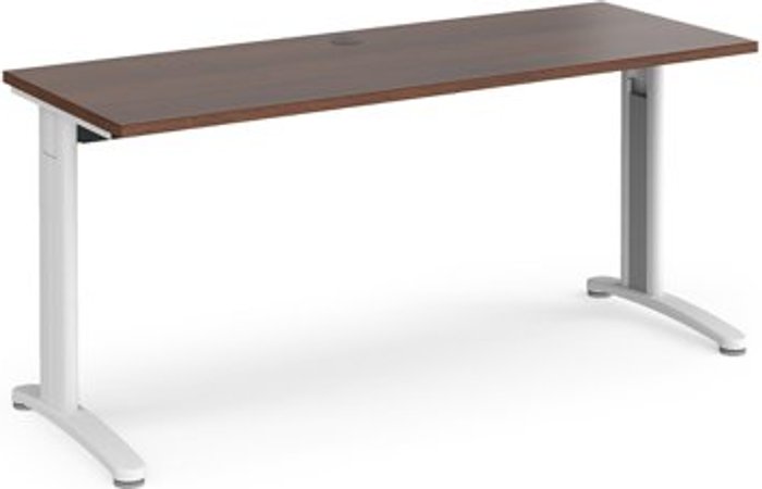 Office Monster | TR10 Office Desk | Rectangular Desk 1600mm | Walnut Tops With White Frames | 600mm Depth | TR10 TR10 Office Desk | Rectangular Desk 1600mm | Walnut Tops With White Frames | 600mm Depth | TR10