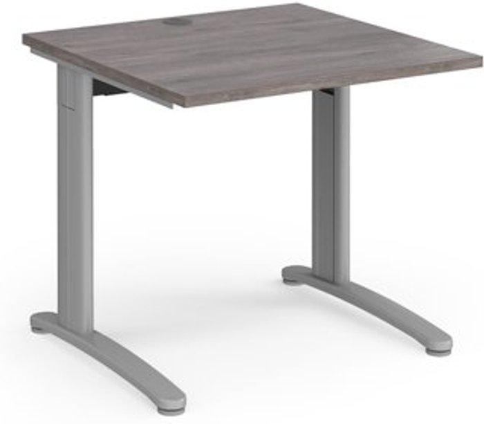 Office Monster | TR10 TR10 straight desk 800mm x 800mm - silver frame, grey oak top TR10 TR10 straight desk 800mm x 800mm - silver frame, grey oak top