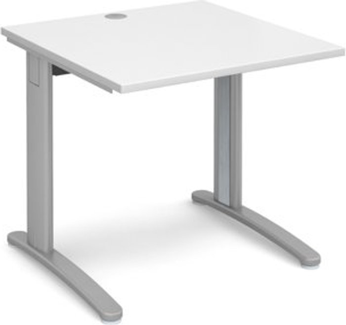 Office Monster | TR10 Office Desk | Rectangular Desk 800mm | White Tops With Silver Frames | 800mm Depth | TR10 TR10 Office Desk | Rectangular Desk 800mm | White Tops With Silver Frames | 800mm Depth | TR10
