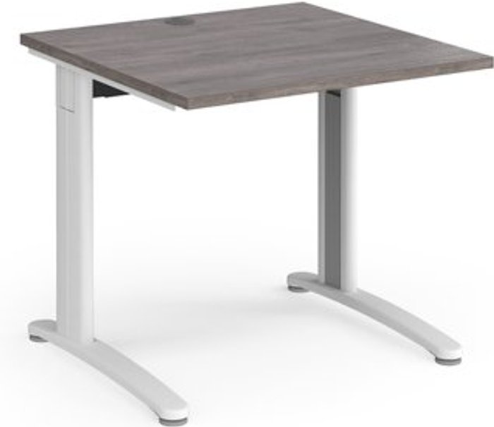 Office Monster | TR10 TR10 straight desk 800mm x 800mm - white frame, grey oak top TR10 TR10 straight desk 800mm x 800mm - white frame, grey oak top