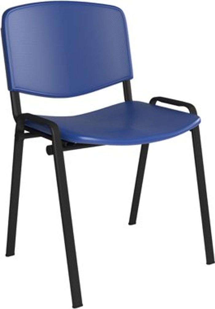 Office Monster | Taurus Taurus plastic meeting room stackable chair with no arms - blue with black frame Taurus Taurus plastic meeting room stackable chair with no arms - blue with black frame