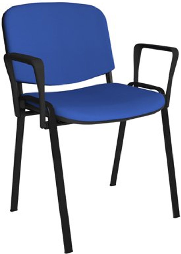 Office Monster | Taurus Taurus meeting room stackable chair with black frame and fixed arms - blue Taurus Taurus meeting room stackable chair with black frame and fixed arms - blue