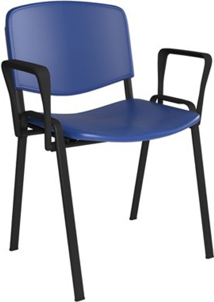 Office Monster | Taurus Taurus plastic meeting room stackable chair with fixed arms - blue with black frame Taurus Taurus plastic meeting room stackable chair with fixed arms - blue with black frame