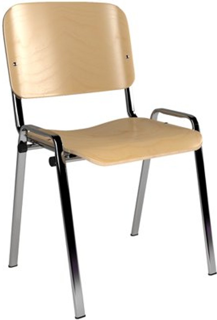 Office Monster | Taurus Taurus wooden meeting room stackable chair with no arms - beech with chrome frame Taurus Taurus wooden meeting room stackable chair with no arms - beech with chrome frame