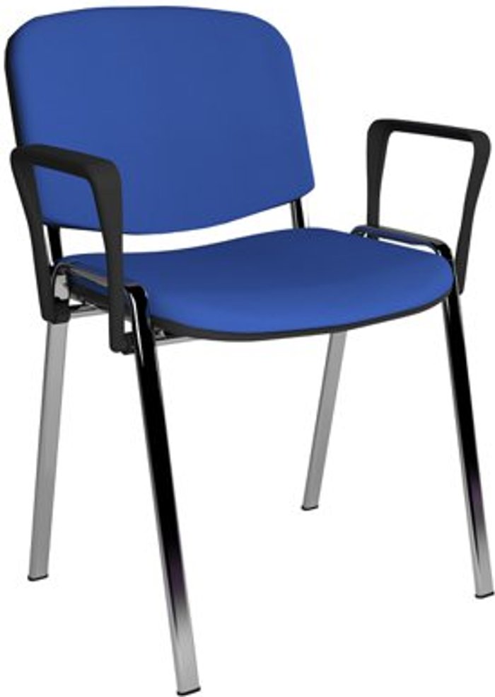 Office Monster | Taurus Taurus meeting room stackable chair with chrome frame and fixed arms - blue Taurus Taurus meeting room stackable chair with chrome frame and fixed arms - blue