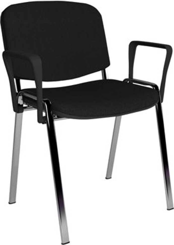 Office Monster | Taurus Taurus meeting room stackable chair with chrome frame and fixed arms - black Taurus Taurus meeting room stackable chair with chrome frame and fixed arms - black