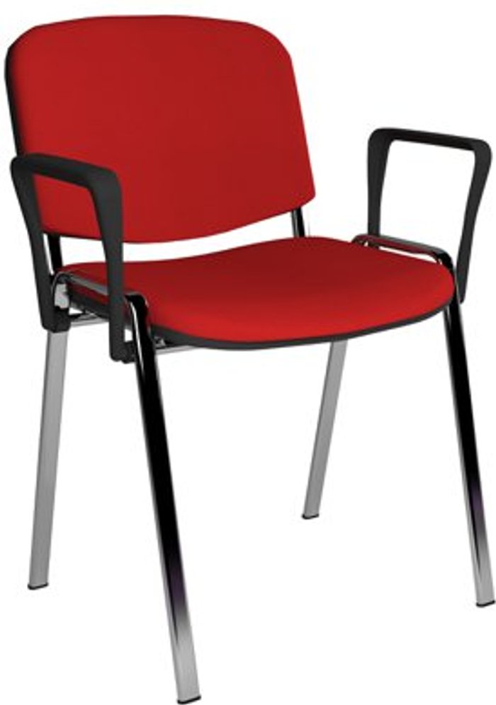 Office Monster | Taurus Taurus meeting room stackable chair with chrome frame and fixed arms - red Taurus Taurus meeting room stackable chair with chrome frame and fixed arms - red