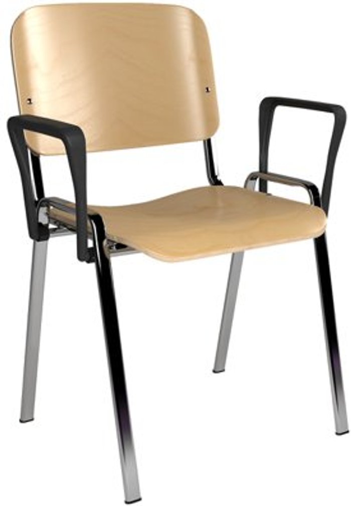 Office Monster | Taurus Taurus wooden meeting room stackable chair with fixed arms - beech with chrome frame Taurus Taurus wooden meeting room stackable chair with fixed arms - beech with chrome frame