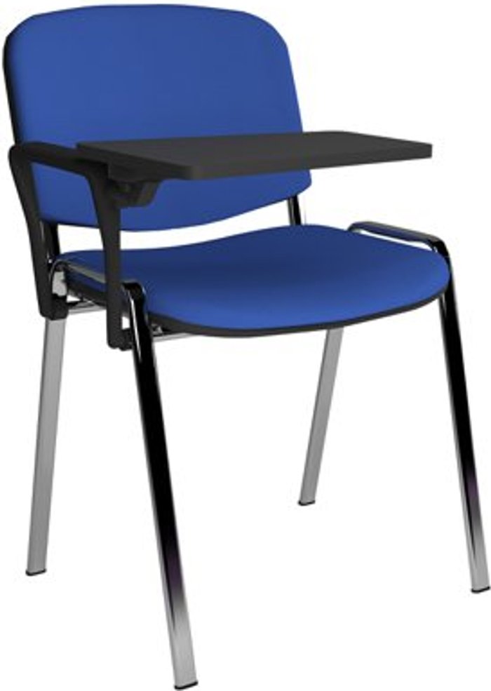 Office Monster | Taurus Taurus meeting room chair with chrome frame and writing tablet - blue Taurus Taurus meeting room chair with chrome frame and writing tablet - blue