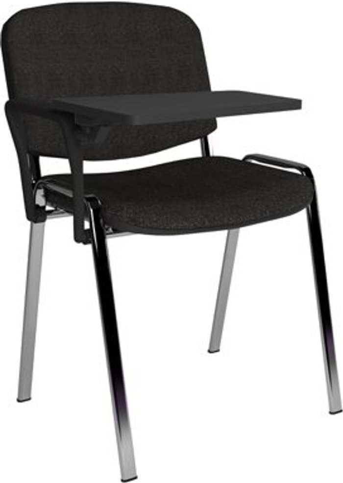 Office Monster | Taurus Taurus meeting room chair with chrome frame and writing tablet - charcoal Taurus Taurus meeting room chair with chrome frame and writing tablet - charcoal