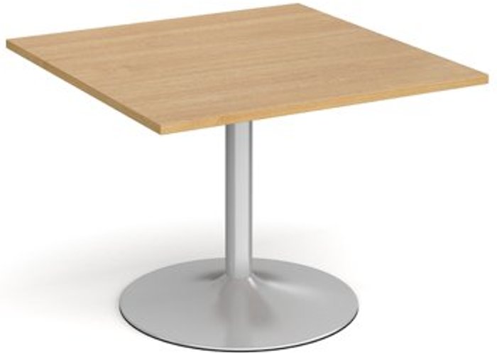 Office Monster | Dams Trumpet base square extension table 1000mm x 1000mm - silver base, oak top Dams Trumpet base square extension table 1000mm x 1000mm - silver base, oak top