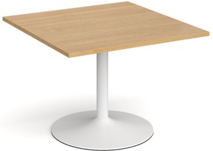 Office Monster | Dams Trumpet base square extension table 1000mm x 1000mm - white base, oak top Dams Trumpet base square extension table 1000mm x 1000mm - white base, oak top