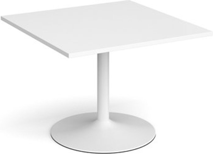 Office Monster | Dams Trumpet base square extension table 1000mm x 1000mm - white base, white top Dams Trumpet base square extension table 1000mm x 1000mm - white base, white top