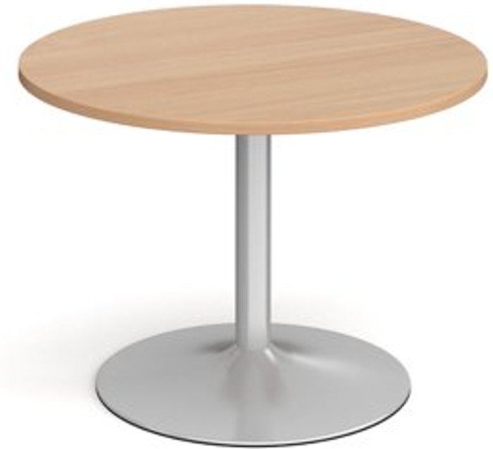 Office Monster | Dams Trumpet base circular boardroom table 1000mm - silver base, beech top Dams Trumpet base circular boardroom table 1000mm - silver base, beech top