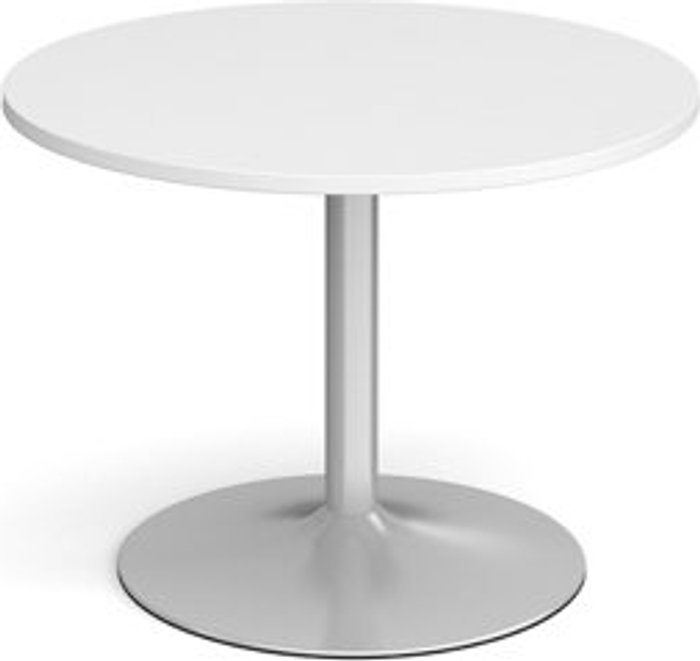 Office Monster | Dams Trumpet base circular boardroom table 1000mm - silver base, white top Dams Trumpet base circular boardroom table 1000mm - silver base, white top