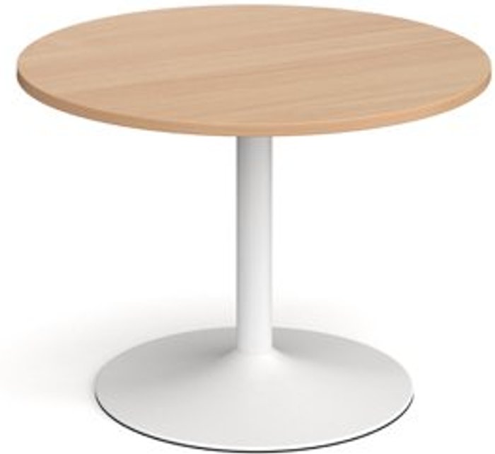 Office Monster | Dams Trumpet base circular boardroom table 1000mm - white base, beech top Dams Trumpet base circular boardroom table 1000mm - white base, beech top