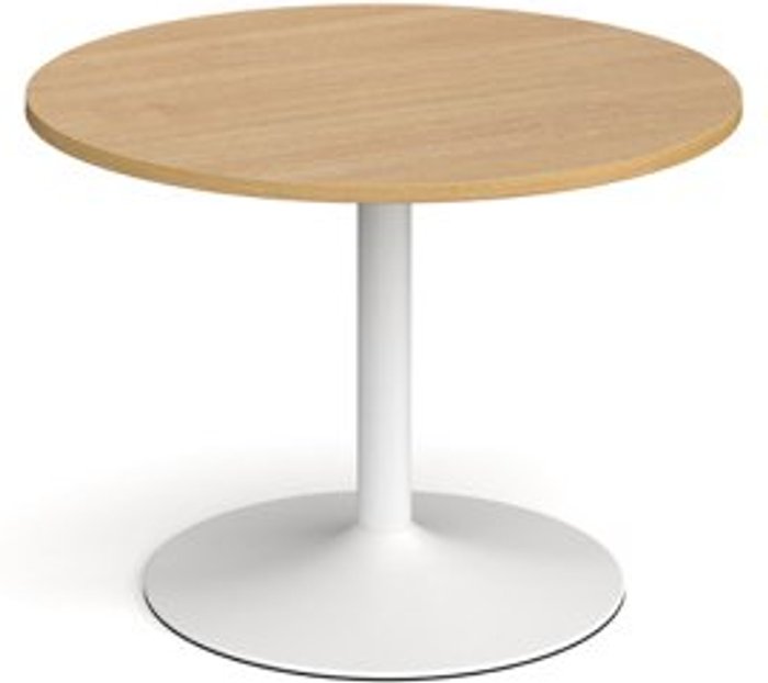 Office Monster | Dams Trumpet base circular boardroom table 1000mm - white base, oak top Dams Trumpet base circular boardroom table 1000mm - white base, oak top