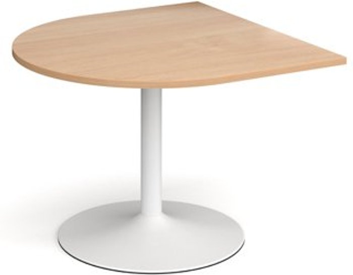Office Monster | Dams Trumpet base radial extension table 1000mm x 1000mm - white base, beech top Dams Trumpet base radial extension table 1000mm x 1000mm - white base, beech top
