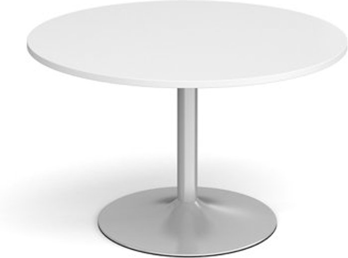 Office Monster | Dams Trumpet base circular boardroom table 1200mm - silver base, white top Dams Trumpet base circular boardroom table 1200mm - silver base, white top