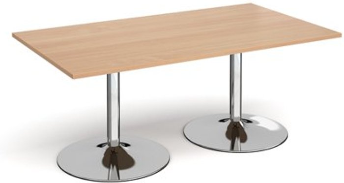 Office Monster | Dams Trumpet base rectangular boardroom table 1800mm x 1000mm - chrome base, beech top Dams Trumpet base rectangular boardroom table 1800mm x 1000mm - chrome base, beech top