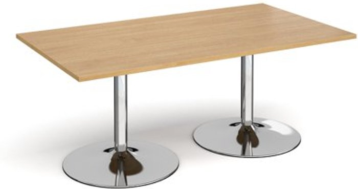 Office Monster | Dams Trumpet base rectangular boardroom table 1800mm x 1000mm - chrome base, oak top Dams Trumpet base rectangular boardroom table 1800mm x 1000mm - chrome base, oak top
