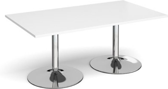 Office Monster | Dams Trumpet base rectangular boardroom table 1800mm x 1000mm - chrome base, white top Dams Trumpet base rectangular boardroom table 1800mm x 1000mm - chrome base, white top