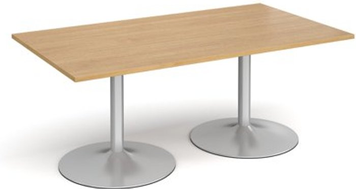 Office Monster | Dams Trumpet base rectangular boardroom table 1800mm x 1000mm - silver base, oak top Dams Trumpet base rectangular boardroom table 1800mm x 1000mm - silver base, oak top