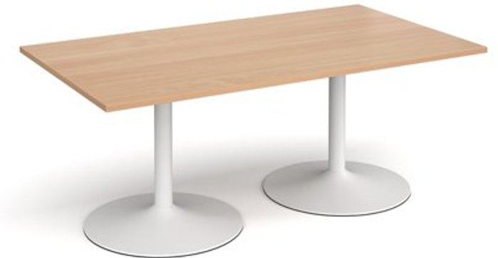 Office Monster | Dams Trumpet base rectangular boardroom table 1800mm x 1000mm - white base, beech top Dams Trumpet base rectangular boardroom table 1800mm x 1000mm - white base, beech top