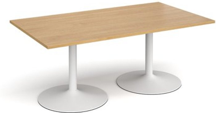 Office Monster | Dams Trumpet base rectangular boardroom table 1800mm x 1000mm - white base, oak top Dams Trumpet base rectangular boardroom table 1800mm x 1000mm - white base, oak top