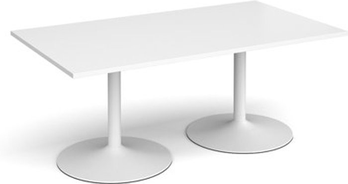 Office Monster | Dams Trumpet base rectangular boardroom table 1800mm x 1000mm - white base, white top Dams Trumpet base rectangular boardroom table 1800mm x 1000mm - white base, white top