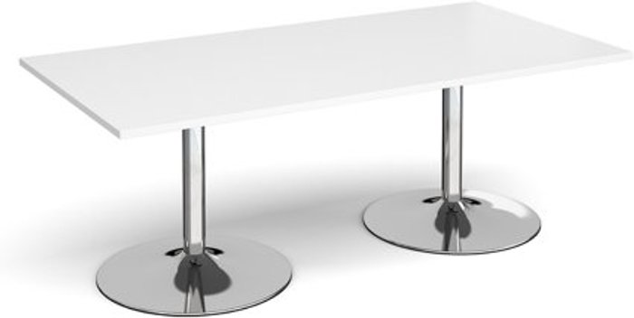 Office Monster | Dams Trumpet base rectangular boardroom table 2000mm x 1000mm - chrome base, white top Dams Trumpet base rectangular boardroom table 2000mm x 1000mm - chrome base, white top