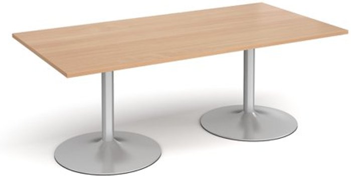 Office Monster | Dams Trumpet base rectangular boardroom table 2000mm x 1000mm - silver base, beech top Dams Trumpet base rectangular boardroom table 2000mm x 1000mm - silver base, beech top