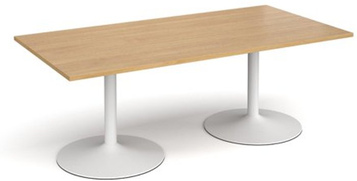 Office Monster | Dams Trumpet base rectangular boardroom table 2000mm x 1000mm - white base, oak top Dams Trumpet base rectangular boardroom table 2000mm x 1000mm - white base, oak top