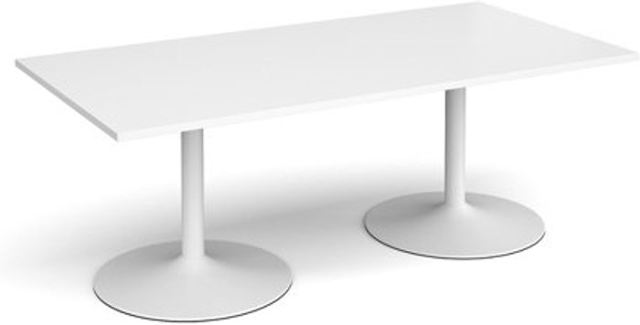 Office Monster | Dams Trumpet base rectangular boardroom table 2000mm x 1000mm - white base, white top Dams Trumpet base rectangular boardroom table 2000mm x 1000mm - white base, white top