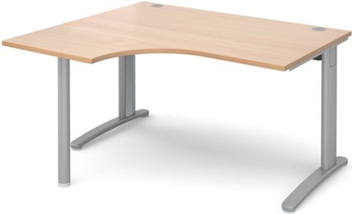Office Monster | TR10 Office Desk | Left Hand Corner Desk 1400mm | Beech Top With Silver Frame | 1200mm Depth | TR10 TBEL14SB TR10 Office Desk | Left Hand Corner Desk 1400mm | Beech Top With Silver Frame | 1200mm Depth | TR10 TBEL14SB