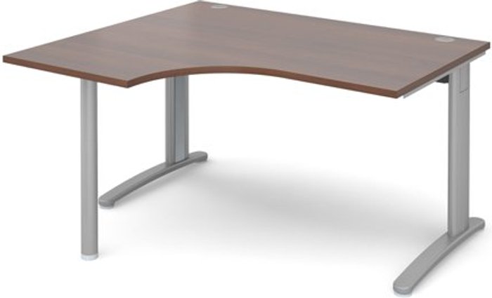 Office Monster | TR10 Office Desk | Left Hand Corner Desk 1400mm | Walnut Top With Silver Frame | 1200mm Depth | TR10 TBEL14SW TR10 Office Desk | Left Hand Corner Desk 1400mm | Walnut Top With Silver Frame | 1200mm Depth | TR10 TBEL14SW