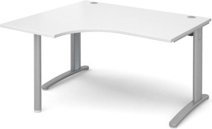 Office Monster | TR10 Office Desk | Left Hand Corner Desk 1400mm | White Top With Silver Frame | 1200mm Depth | TR10 TBEL14SWH TR10 Office Desk | Left Hand Corner Desk 1400mm | White Top With Silver Frame | 1200mm Depth | TR10 TBEL14SWH