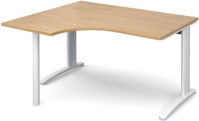 Office Monster | TR10 Office Desk | Left Hand Corner Desk 1400mm | Oak Top With White Frame | 1200mm Depth | TR10 TBEL14WO TR10 Office Desk | Left Hand Corner Desk 1400mm | Oak Top With White Frame | 1200mm Depth | TR10 TBEL14WO