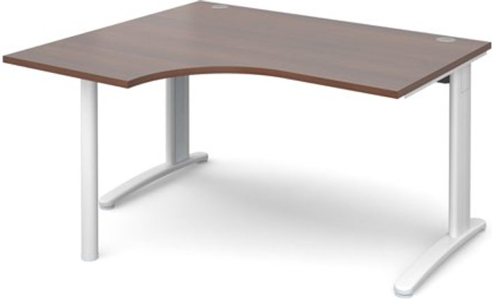Office Monster | TR10 Office Desk | Left Hand Corner Desk 1400mm | Walnut Top With White Frame | 1200mm Depth | TR10 TBEL14WW TR10 Office Desk | Left Hand Corner Desk 1400mm | Walnut Top With White Frame | 1200mm Depth | TR10 TBEL14WW