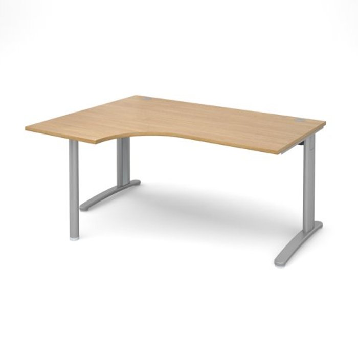 Office Monster | TR10 Office Desk | Left Hand Corner Desk 1600mm | Oak Top With Silver Frame | 1200mm Depth | TR10 TBEL16SO TR10 Office Desk | Left Hand Corner Desk 1600mm | Oak Top With Silver Frame | 1200mm Depth | TR10 TBEL16SO