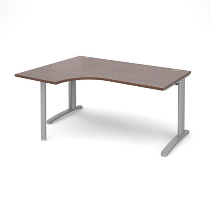 Office Monster | TR10 Office Desk | Left Hand Corner Desk 1600mm | Walnut Top With Silver Frame | 1200mm Depth | TR10 TBEL16SW TR10 Office Desk | Left Hand Corner Desk 1600mm | Walnut Top With Silver Frame | 1200mm Depth | TR10 TBEL16SW