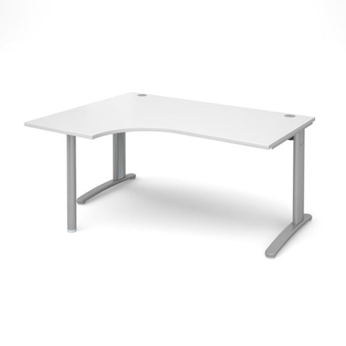 Office Monster | TR10 Office Desk | Left Hand Corner Desk 1600mm | White Top With Silver Frame | 1200mm Depth | TR10 TBEL16SWH TR10 Office Desk | Left Hand Corner Desk 1600mm | White Top With Silver Frame | 1200mm Depth | TR10 TBEL16SWH