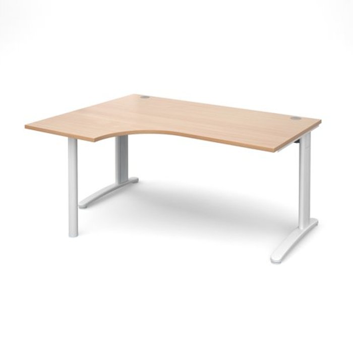 Office Monster | TR10 Office Desk | Left Hand Corner Desk 1600mm | Beech Top With White Frame | 1200mm Depth | TR10 TBEL16WB TR10 Office Desk | Left Hand Corner Desk 1600mm | Beech Top With White Frame | 1200mm Depth | TR10 TBEL16WB
