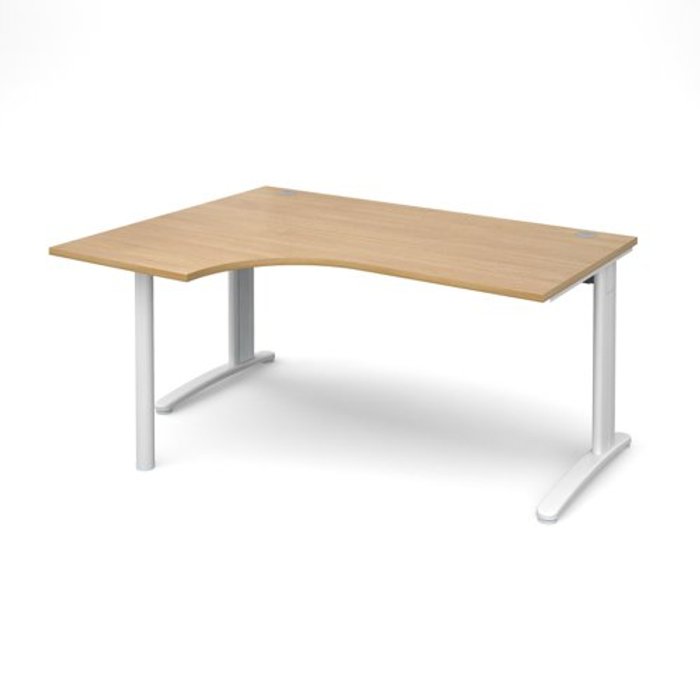 Office Monster | TR10 Office Desk | Left Hand Corner Desk 1600mm | Oak Top With White Frame | 1200mm Depth | TR10 TBEL16WO TR10 Office Desk | Left Hand Corner Desk 1600mm | Oak Top With White Frame | 1200mm Depth | TR10 TBEL16WO