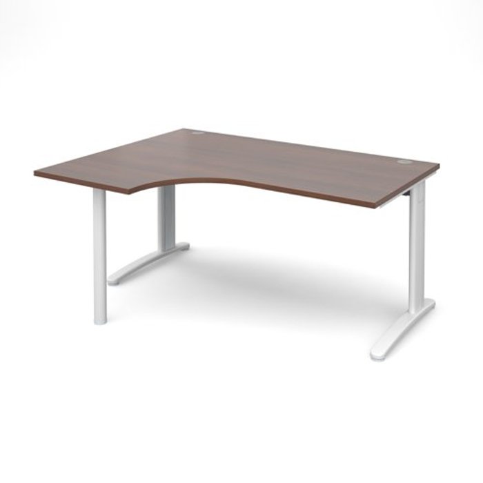Office Monster | TR10 Office Desk | Left Hand Corner Desk 1600mm | Walnut Top With White Frame | 1200mm Depth | TR10 TBEL16WW TR10 Office Desk | Left Hand Corner Desk 1600mm | Walnut Top With White Frame | 1200mm Depth | TR10 TBEL16WW