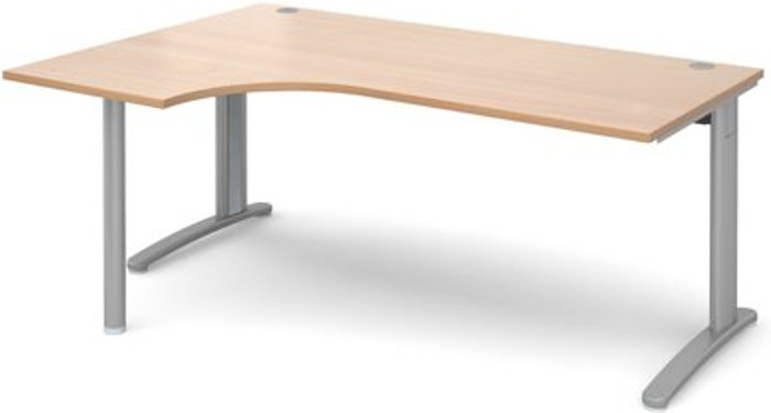 Office Monster | TR10 Office Desk | Left Hand Corner Desk 1800mm | Beech Top With Silver Frame | 1200mm Depth | TR10 TBEL18SB TR10 Office Desk | Left Hand Corner Desk 1800mm | Beech Top With Silver Frame | 1200mm Depth | TR10 TBEL18SB