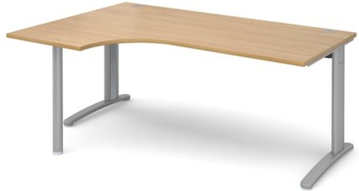 Office Monster | TR10 Office Desk | Left Hand Corner Desk 1800mm | Oak Top With Silver Frame | 1200mm Depth | TR10 TBEL18SO TR10 Office Desk | Left Hand Corner Desk 1800mm | Oak Top With Silver Frame | 1200mm Depth | TR10 TBEL18SO