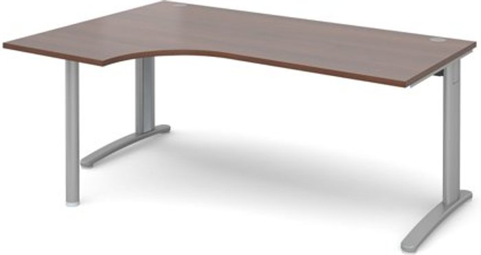 Office Monster | TR10 Office Desk | Left Hand Corner Desk 1800mm | Walnut Top With Silver Frame | 1200mm Depth | TR10 TBEL18SW TR10 Office Desk | Left Hand Corner Desk 1800mm | Walnut Top With Silver Frame | 1200mm Depth | TR10 TBEL18SW